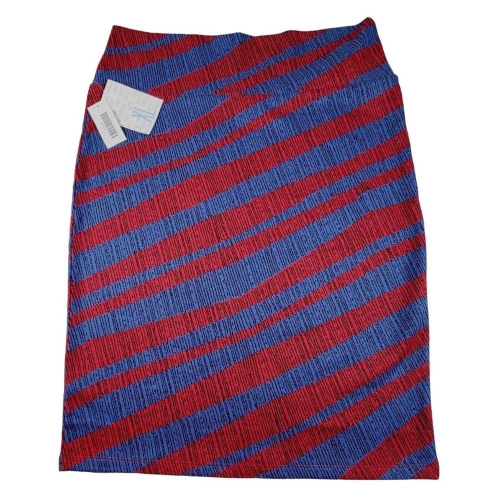LuLa Roe Women's Blue and Red Striped Straight Skirt size XL  NWT... JH1273